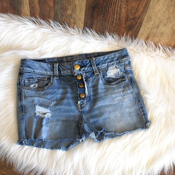 American Eagle Super Stretch Boho Artist Jean Shorts 8 - Picture 2 of 5